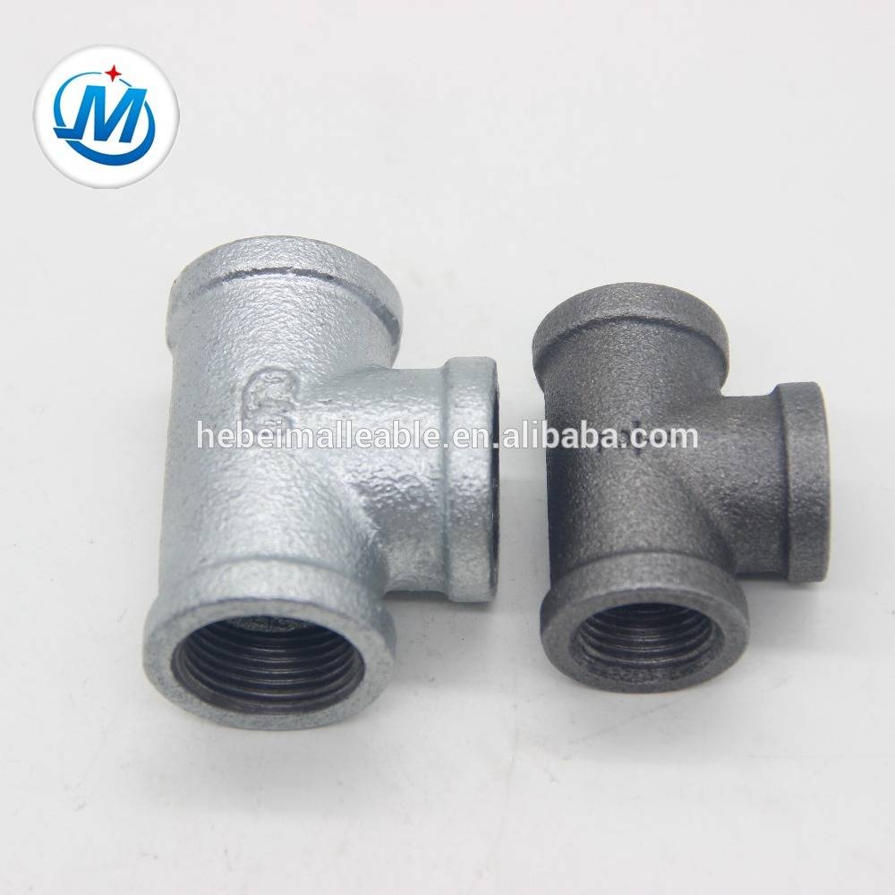 cast iron pipe fitting black and galvanized tee