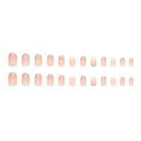 #Z564 French Tip Press on Nails Short Almond, Medium Fake Nails with Glitter Design Nude False Nails, Transparent Reusable Stick Glue on Nails Kit for Women