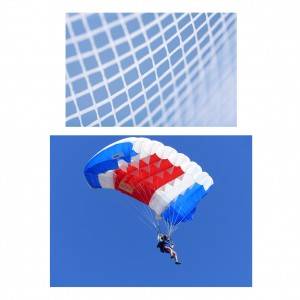 Non-woven laid scrims laminated for single parachute for reinforcement solutions