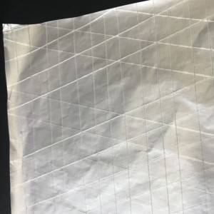 Rhombic triaxial laid scrim for aluminum and foil composition
