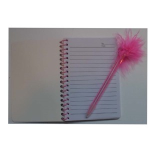 Spiral notebook with plush pen