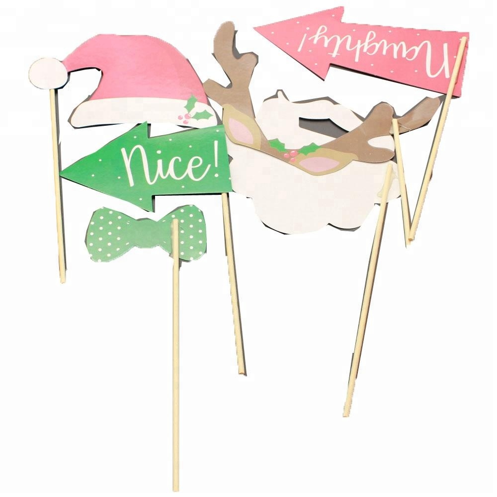 Paper Christmas Conversation Bubble Party Photo Picture Booth Prop Sticks – 6 pieces
