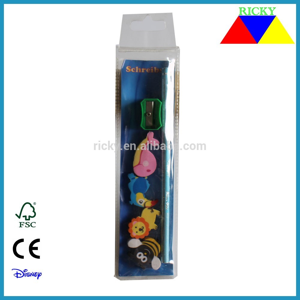 OEM China Cute Kids Stationery Box - ST-R002 cute stationery set erasers set with pencil and sharpener – Ricky Stationery