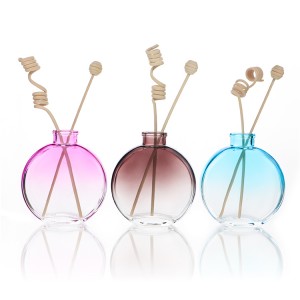 Colorful red/amber /blue round empty 150ml reed diffuser glass bottle