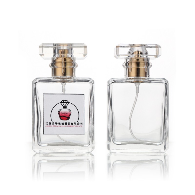 Empty square 50ml 100ml clear glass spray perfume bottle Featured Image
