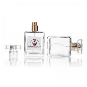 Empty square 50ml 100ml clear glass spray perfume bottle