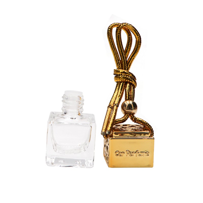 Wholesale 8ml Glass car perfume bottles pendent with metal caps Featured Image