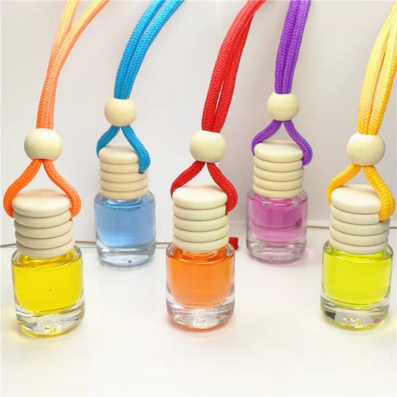 cylinder shape 5ml car perfume freshener glass bottle with colored string (1)