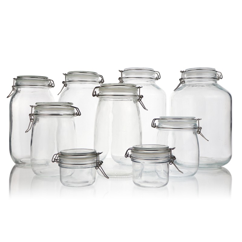 round glass storage containers with clip airtight cap  (2)