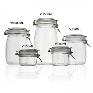 round glass storage containers with clip airtight cap