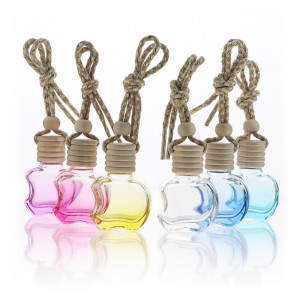 hotselling apple shape glass car perfume bottle with wooden cap