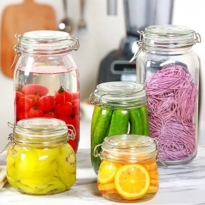 Hot selling 150ml 200ml 500ml 750ml 1000ml Glass Food Storage Jar With Airtight Clip Top