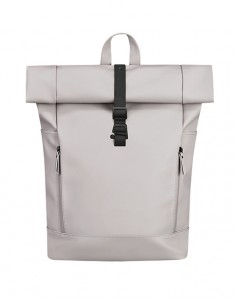 Premium PU kulit Expandable Roll Up Backpack karo kompartemen Laptop kanggo Bisnis