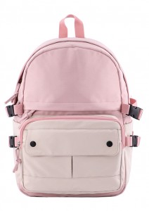 Tornada a l'escola multicompartiment moderna de color rosa i blanc amb butxaca per a portàtil de 14 polzades per a viatges universitaris de negocis
