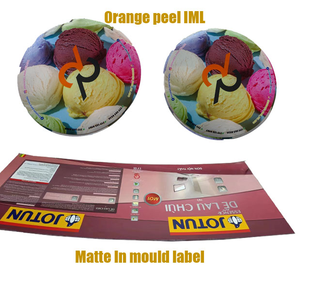 What is the difference between Orange peel  and matte In mould label?