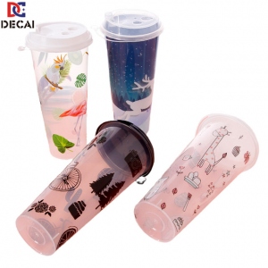 Factory Supply custom colorful design plastic cup in mold label cup