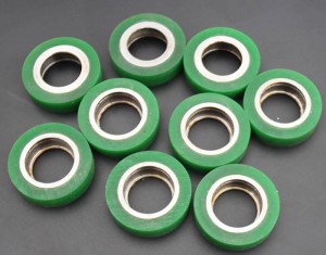 Polyurethane rubber coated wheels