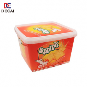 China custom injection in mold label biscuits box IML