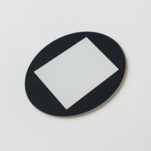 Egendefinert oval form 2 mm herdet glass for industriell visning