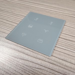 Oanpaste Silkscreen Printing Anti-Fingerprint AF coated Touch Wall Switch Glass Intelligent Switch Glass Tempered Glass