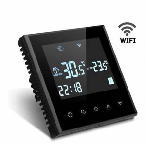 Smart Thermostat 5 လက်မ အနက်ရောင် ပုံနှိပ်ထားသော ထိပ်တန်း မှန်အကန့်