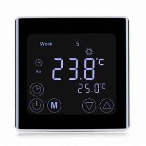 Ang Smart Thermostat 5pulgada nga Itom nga Giimprinta nga Top Glass Panel