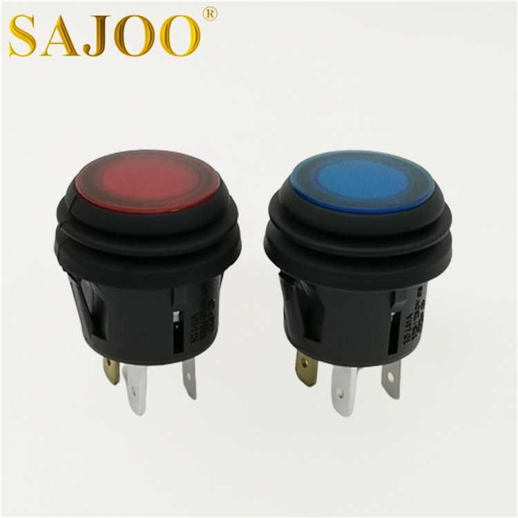 Hot sale Mini Rocker Switch - 10A T125 PA68 4pin round waterproof button switch SJ1-6(P) – Sajoo