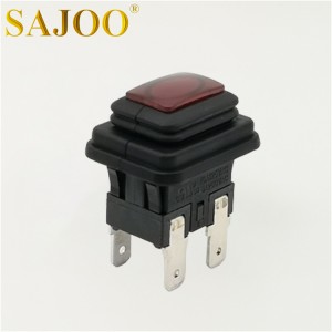 6A T125 fjouwerkante miniatuer waterdicht drukknop switch mei lamp SJ1-5 (P)