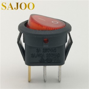 SAJOO 3Pin 16A 250V T125 round rocker switch with lamp SJ2-14
