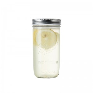 Factory custom glass wide mouth mason jar with lid