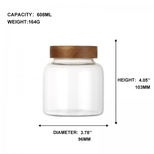 High quality custom designed 600ml kitchen glass storage jars