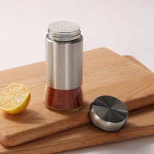Professionally manufactured 148ml glass spice jar with stainless steel shell