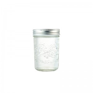 Mason Jar 6 oz 200 ml regular mouth with silver metal seal cap.