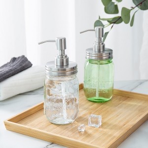 Pompa per bottiglia di vetro trasparente per sapone liquido da 16 once da 480 ml con tappo in alluminio.