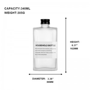 China High Quality 340ml Frosted Glass Spirits Bottle