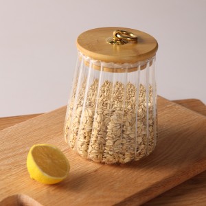 Wholesale 640ml high quality bamboo lid glass storage jar