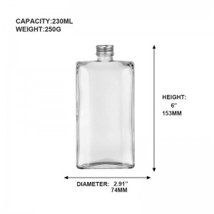 Wholesale 230ML flat vodka small capacity glass bottle