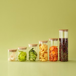 Manufacturer Wholesale Food Glass Storage Jar na May Takip ng Kawayan
