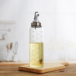 Dispensador de garrafa de óleo de vidro de cozinha 500ml com escala