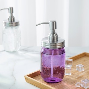 16oz Purple Glass Soap Dispenser with Stainless Steel Pump ເຫມາະສໍາລັບສະບູ່ແຫຼວ