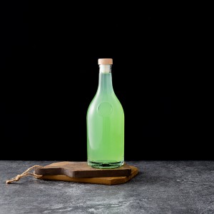 Bouteille de vin en verre de forme unique 740 ml avec bouchon en liège