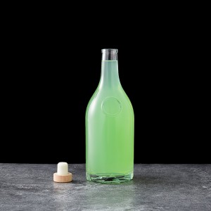 Egyedi formájú 740 ml-es üveg borosüveg parafa kupakkal