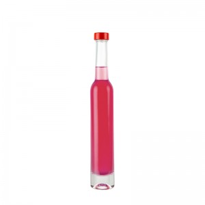 Botella de viño de xeo redonda de vidro transparente de 375 ml