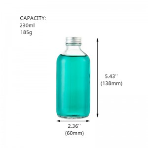 200ml clear empty glass bottle with aluminium screw cap