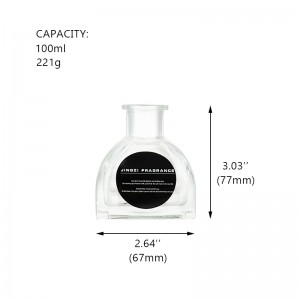 Sticlă transparentă de sticlă pentru aromaterapie de 100 ml Sticlă cu difuzor de stuf