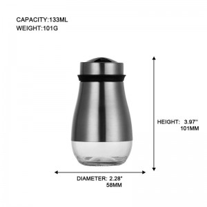 Large capacity kitchen glass spice jar with stainless steel shell