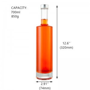 700ml उच्च दर्जाची क्लिअर फ्लिंट स्पिरिट ग्लास बाटली