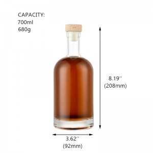 بطری شیشه ای ودکای ویسکی 700 میلی لیتری با کیفیت بالا