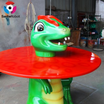 Decorative cartoon characters fiberglass dinosaur table and chairs