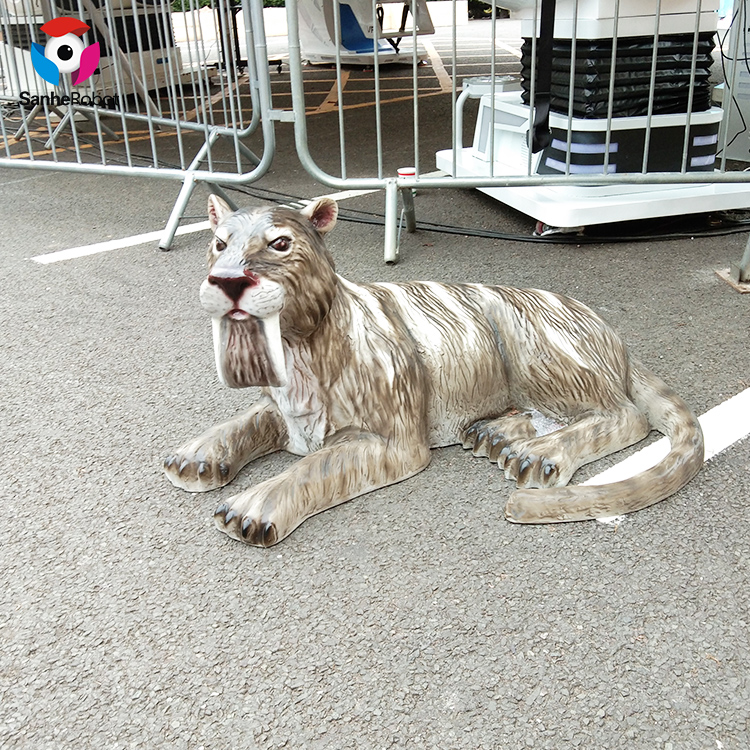 China Wholesale Metal Animal Statues Factory Quotes - Park decor animals fiberglass saber-toothed tiger sculpture  – Sanhe